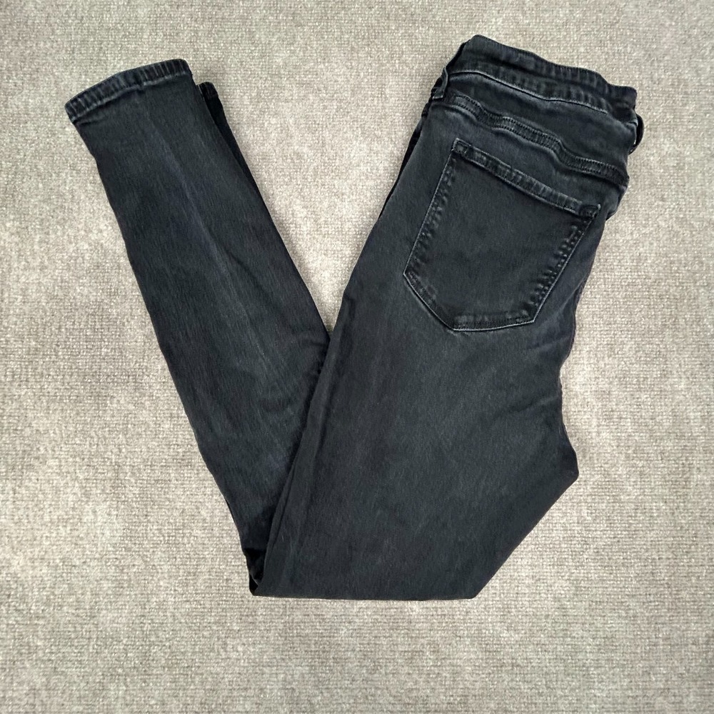 Old Navy High Rise Rockstar Super Skinny Jeans Women 14T Black Cotton Distressed